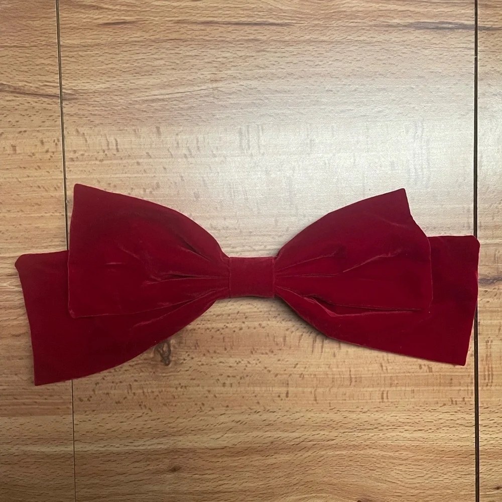 Oversized Red Velvet Bow French Barrette Hair Clip